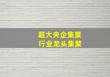 超大央企集聚 行业龙头集聚